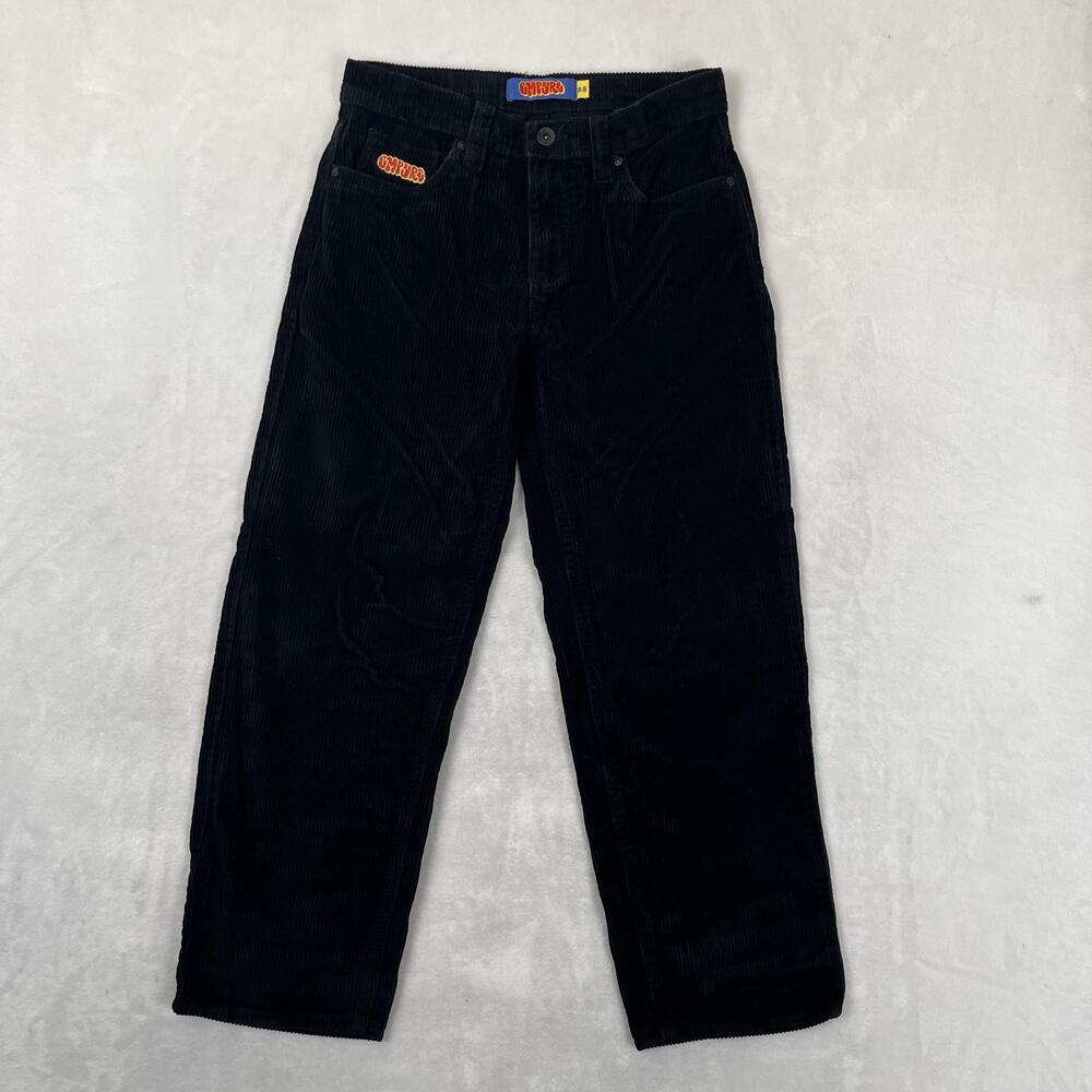 Empyre Pants Womens 25 Black Corduroy Chino Straight Leg Casual Logo Pockets